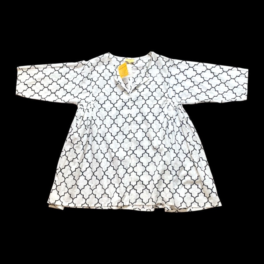 Nwt Roberta Roller Rabbit Bhopali Top White Black Quatrefoil Tunic Size Small